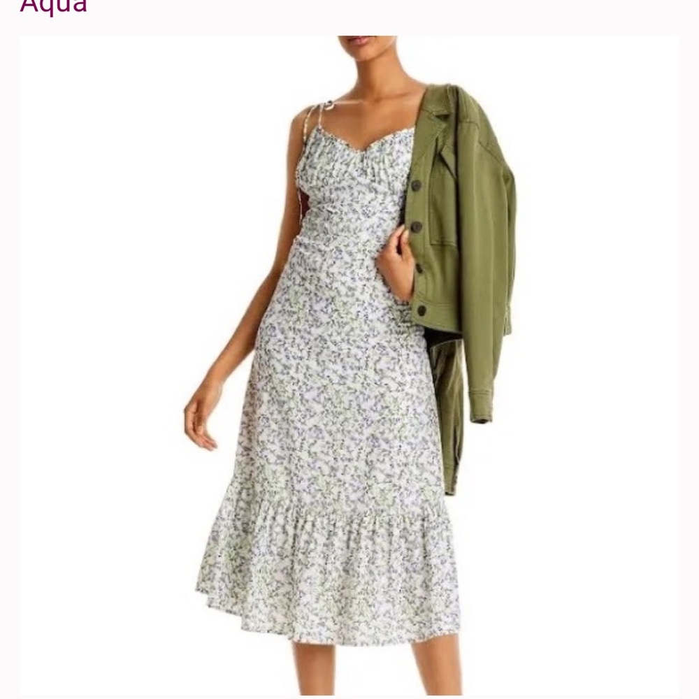 Aqua size small, floral midi dress